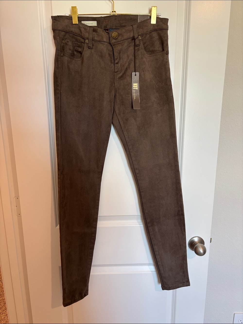 Kut from the Kloth Brown suede Skinny Jeans